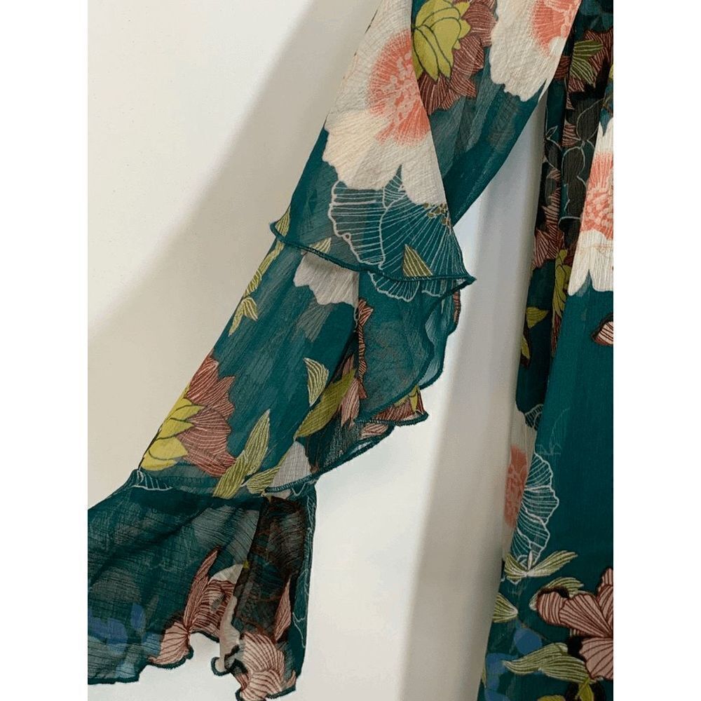 As U Wish Womens Midi Dress Floral Long Sleeve Choker Neckline Multicolor Small - Picture 6 of 10